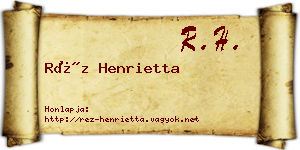 Réz Henrietta névjegykártya