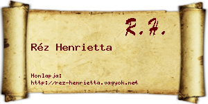 Réz Henrietta névjegykártya